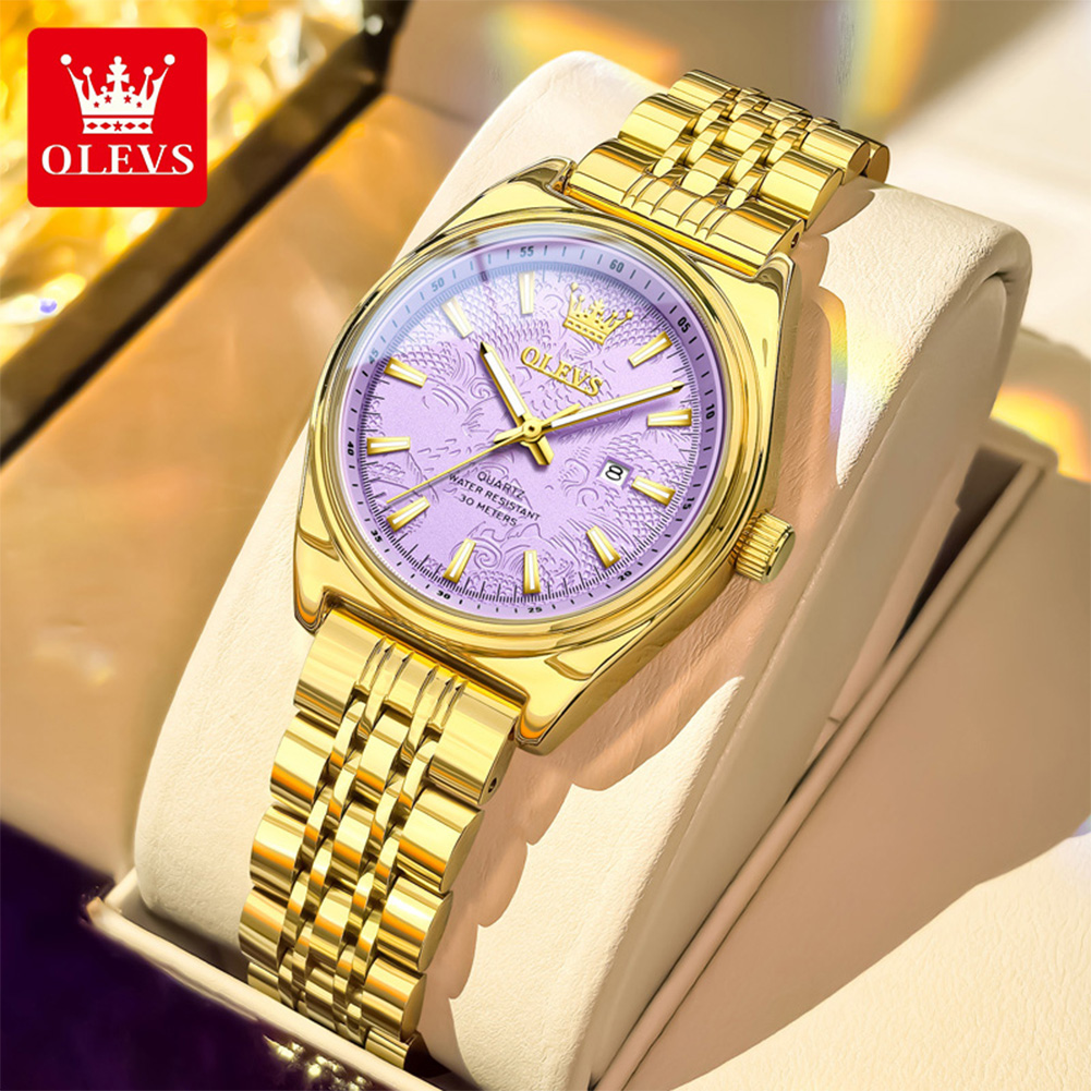 Luxury Watch Brand For Women - นาฬิกา OLEVS แบรนด์หรู สีทอง สำหรับผู้หญิง เรืองแสง
