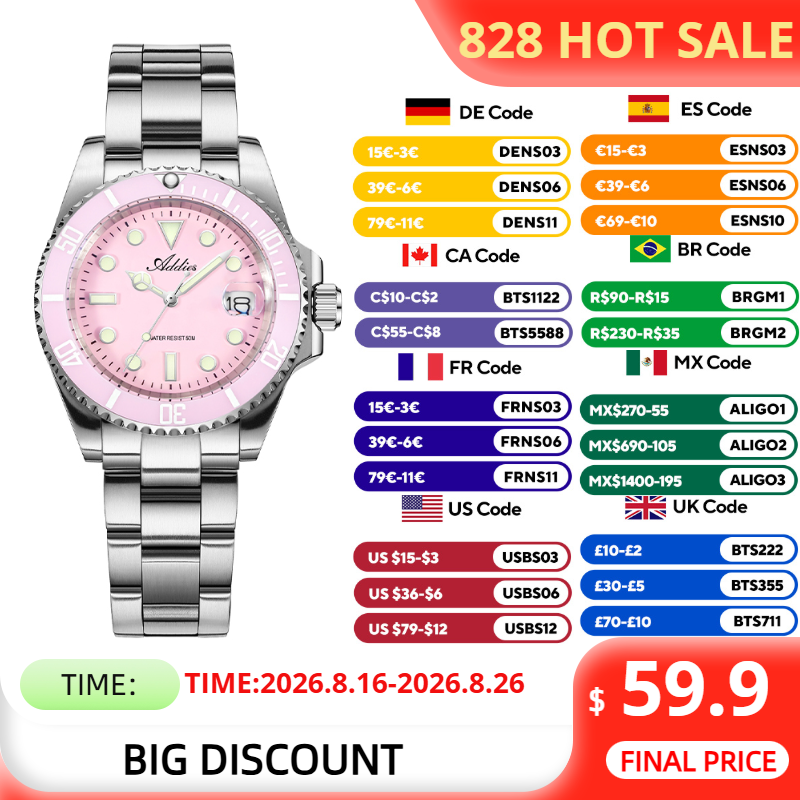 Luxury Watch Quality - ADDIES 36 มม.50 M กันน้ำนาฬิกาผู้หญิงแบรนด์ที่มีชื่อเสียงสแตนเลสสตีลควอตซ์นาฬิกาผู้หญิง BGW9/C3