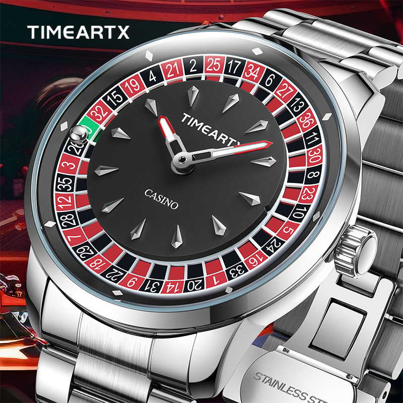 Luxury Watch Investment - นาฬิกาควอตซ์หรูหราใหม่เอี่ยมยี่ห้อ TIMEARTX สำหรับผู้ชาย ดีไซน์เกมรูเล็ตโป๊กเกอร์แบบยุโรป