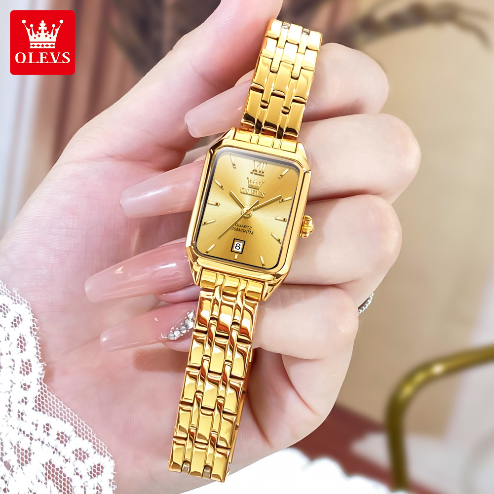Luxury Watch Brand For Women - OLEVS แบรนด์หรูผู้หญิงนาฬิกากันน้ําแฟชั่นนาฬิกาทองสําหรับผู้หญิง Simple Original นาฬิกาข้อมือควอตซ์สุภาพสตรี