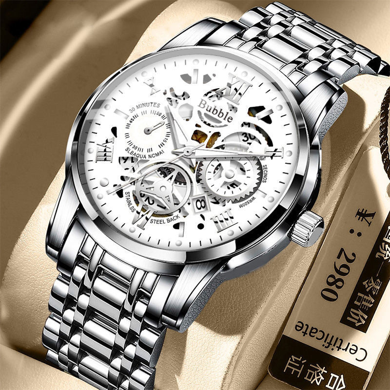 Luxury Watch Quality - หรูหรานาฬิกาสําหรับชายอินเทรนด์ High end กีฬานาฬิกาข้อมือควอตซ์สแตนเลสโรมัน Hollow ธุรกิจชายนาฬิกานาฬิกา