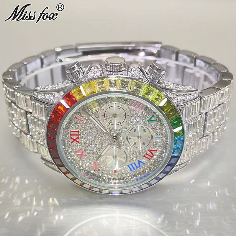 MISSFOX Luxury Iced นาฬิกาผู้ช - Luxury Watch Investment บทวิจารณ์และราคา