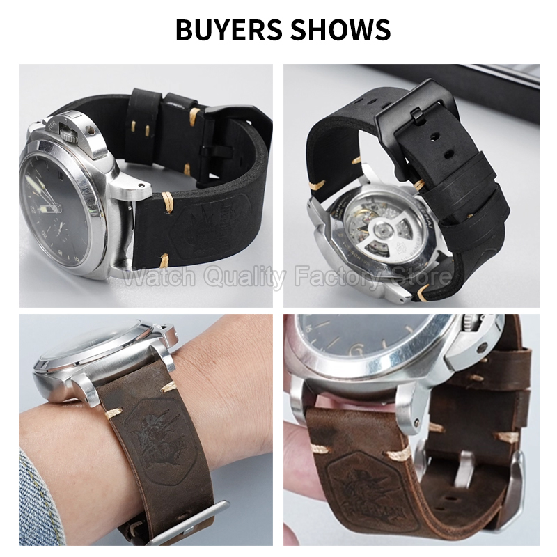 สายนาฬิกาหนังวัวแท้สีดำน้ำตาล  - Luxury Watch Panerai บทวิจารณ์และราคา